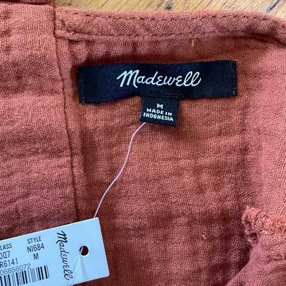 Madewell Lightspun Burnt Clay Orange Midi Dress Sz M New with Tags - Picture 8 of 13